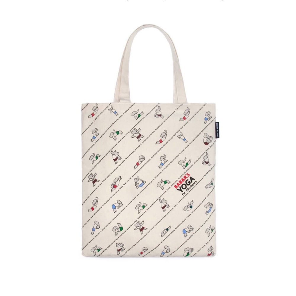 Out of Print - Babar's Yoga for Elephants tote bag